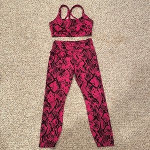 Hot Pink Snakeskin Leggings and Sports Bra set